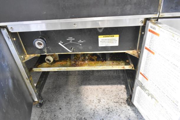 Giles EOF-24 Stainless Steel Commercial Electric Powered 3 Bay Deep Fat Fryer w/ Dumping Station on Commercial Casters. 480 Volts. - Image 12 of 19