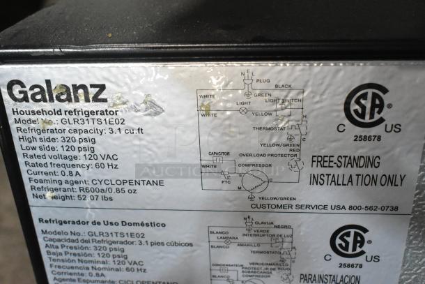 Galanz GLR31TS1E02 Mini Cooler w/ Freezer. 115 Volts, 1 Phase. - Image 6 of 7