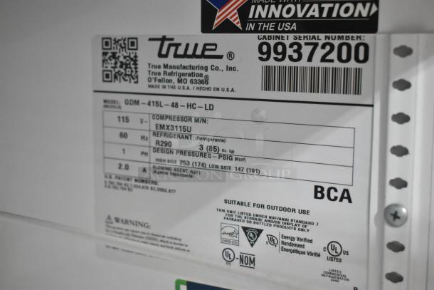 2020 True GDM-41SL-48-HC-LD Metal Commercial 2 Door Reach In Cooler Merchandiser w/ Poly Coated Racks. 115 Volts, 1 Phase. - Image 6 of 7