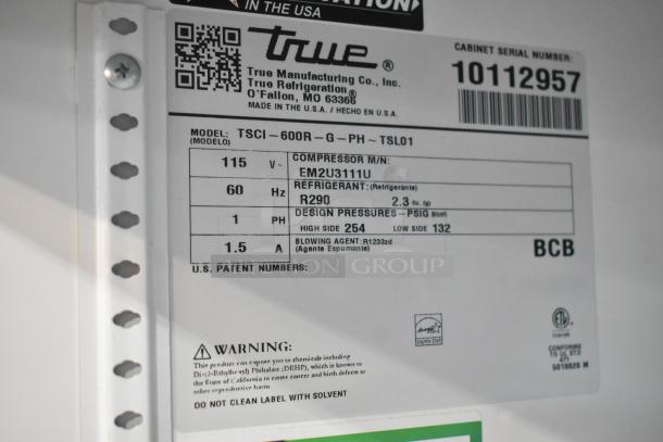 2021 True TSCI-600R-G-PH Metal Commercial Single Door Reach In Cooler Merchandiser w/ Poly Coated Racks. 115 Volts, 1 Phase. - Image 7 of 8