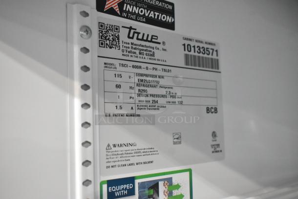 2021 True TSCI-600R-G-PH Metal Commercial Single Door Reach In Cooler Merchandiser w/ Poly Coated Racks. 115 Volts, 1 Phase. - Image 8 of 8