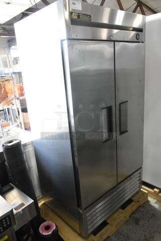 True T-35 Stainless Steel Commercial 2 Door Reach In Cooler w/ Poly Coated Racks. 115 Volts, 1 Phase. - Item #1193308
