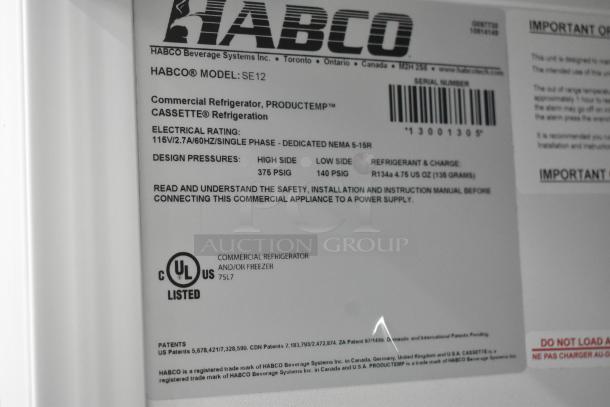 Habco SE12 Metal Commercial Single Door Reach In Cooler Merchandiser w/ Poly Coated Racks. 115 Volts, 1 Phase. - Image 5 of 5