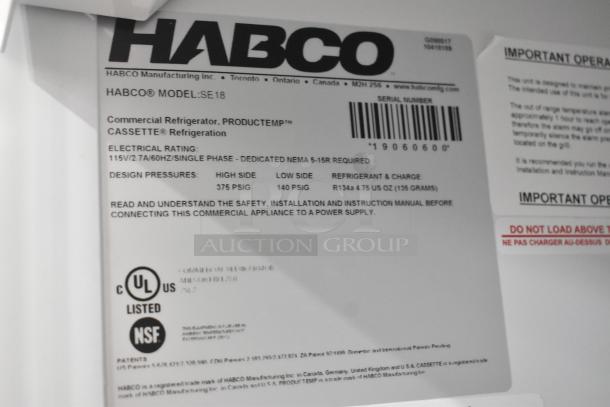 2019 Habco SE18 Metal Commercial Single Door Reach In Cooler Merchandiser w/ Poly Coated Racks. 115 Volts, 1 Phase. - Image 6 of 7