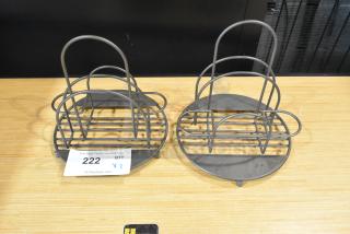 Two metal countertop holders with arched designs, sturdy construction, and a metal finish. Includes label with quantity 2.