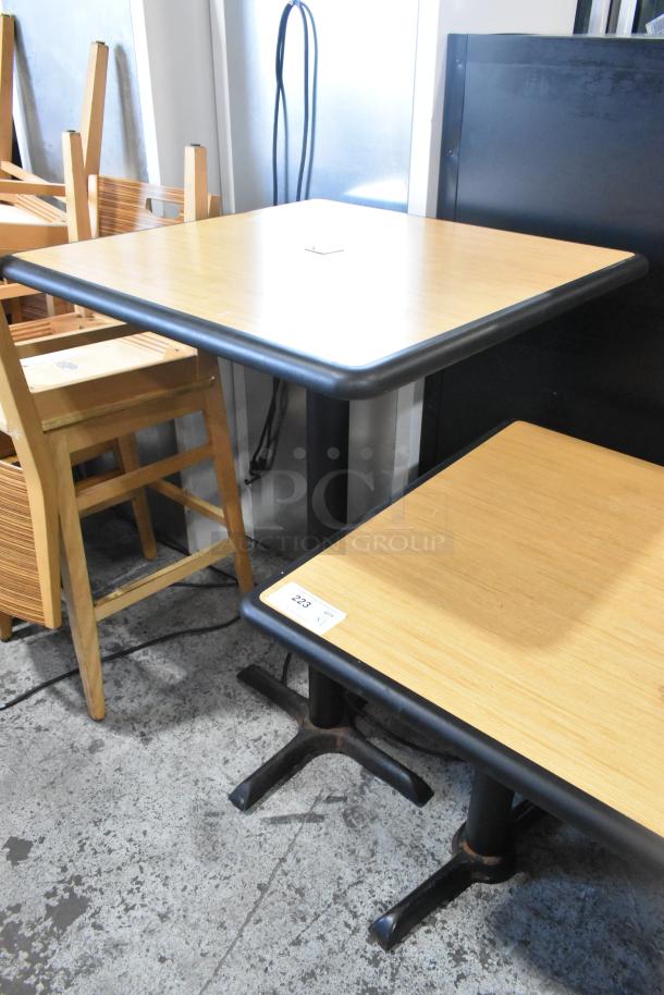 2 Wood Pattern Bar Height Table on Black Metal Table Base. 2 Times Your Bid! - Image 2 of 4