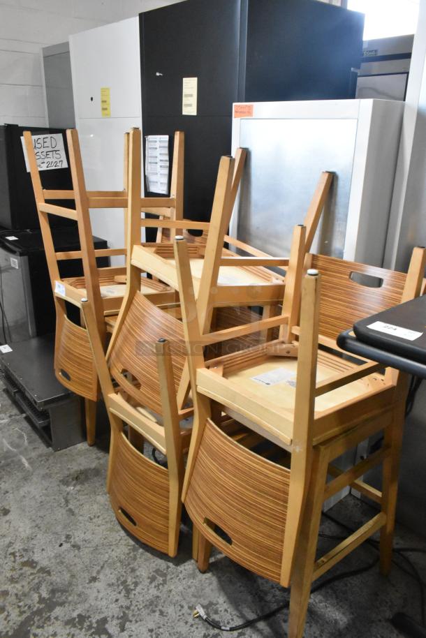 6 Wood Pattern Dining Height Chair. 6 Times Your Bid! - Image 7 of 7