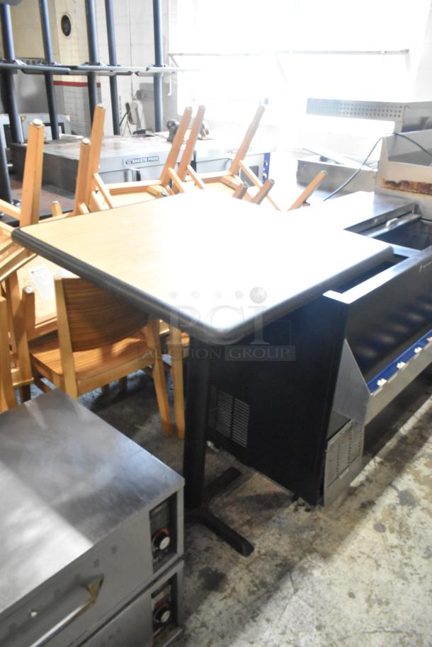 2 Wood Pattern Bar Height Table on Metal Table Base. 2 Times Your Bid! - Image 2 of 4