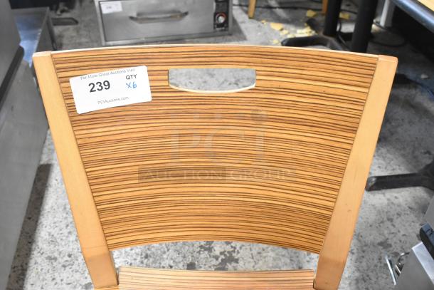 6 Wood Pattern Dining Height Chair. 6 Times Your Bid! - Image 4 of 6