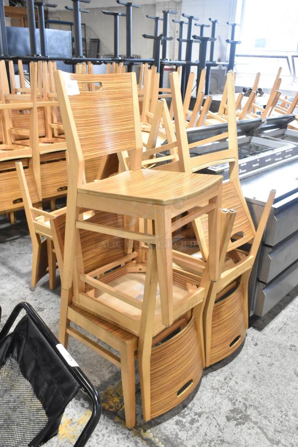 6 Wood Pattern Dining Height Chair. 6 Times Your Bid! - Image 6 of 6