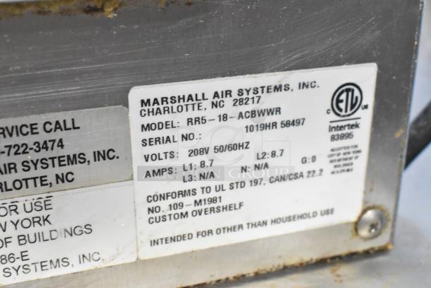 Marshall Air Systems RR5-18-ACBWWR Stainless Steel Commercial Warming Dumping Station. 208 Volts, 1 Phase. - Image 6 of 7