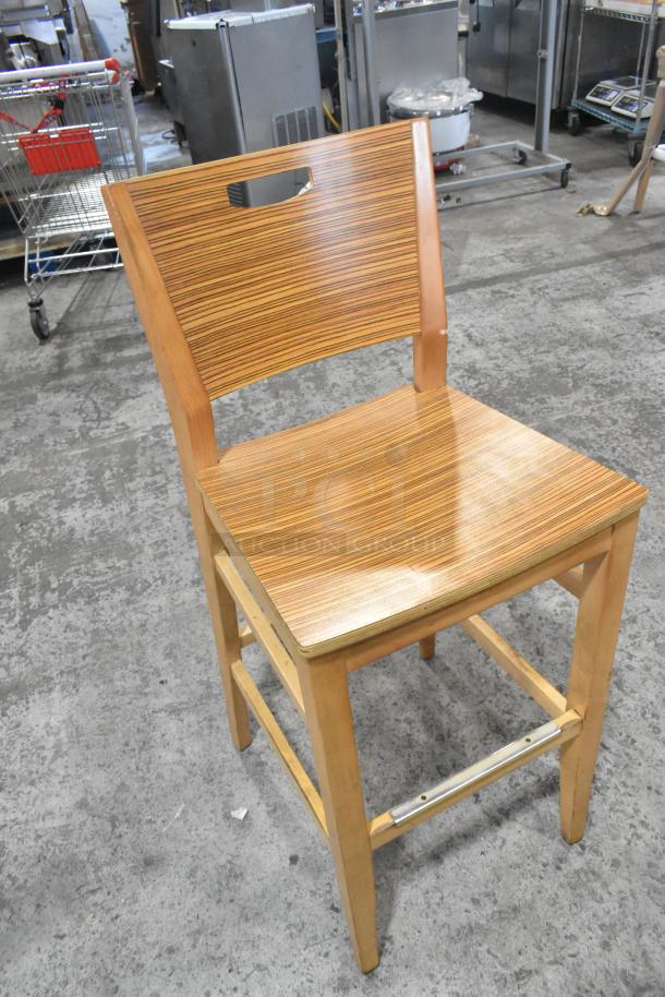 22 Wood Pattern Bar Height Chair. 22 Times Your Bid! - Image 2 of 7