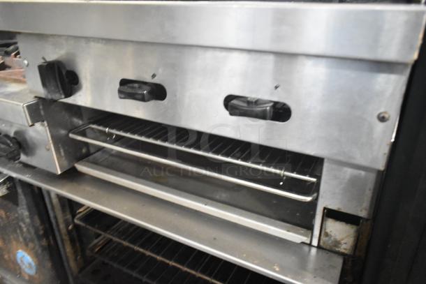 US Range Metal Commercial Natural Gas Powered 6 Burner Range w/ Flat Top Griddle, 2 Ovens, Over Shelf and Back Splash. - Image 10 of 12