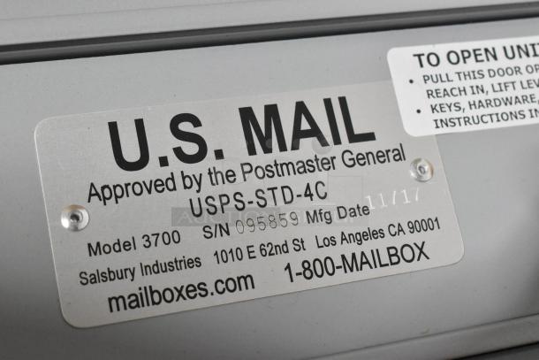 BRAND NEW SCRATCH AND DENT! Salsbury 3705S-03AFU Horizontal Mailbox - Image 4 of 4