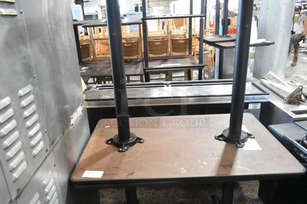 2 Wood Pattern Dining Height Table on Black Metal Table Legs. 2 Times Your Bid! - Image 2 of 3