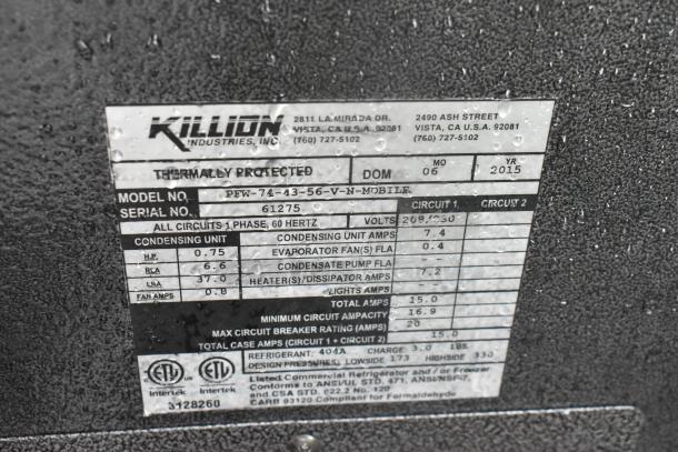 Killion PFW-74-43-56-V-N-MOBILE Metal Commercial Open Grab N Go Merchandiser. 208/230 Volts, 1 Phase. - Image 5 of 7