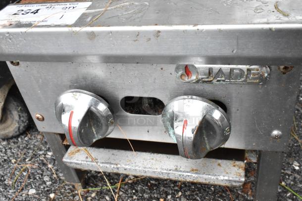 Jade Stainless Steel Countertop Gas Powered 2 Burner Range. Missing Grates. - Image 4 of 5