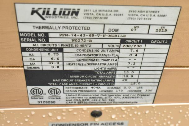 Killion PFW-74-43-48-V-N-MOBILE Metal Commercial Open Grab N Go Merchandiser. 208/230 Volts, 1 Phase. - Image 6 of 7