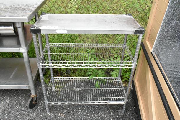 Metal 3 Tier Shelving Unit. BUYER MUST DISMANTLE. PCI CANNOT DISMANTLE FOR SHIPPING. PLEASE CONSIDER FREIGHT CHARGES. - Image 1 of 5
