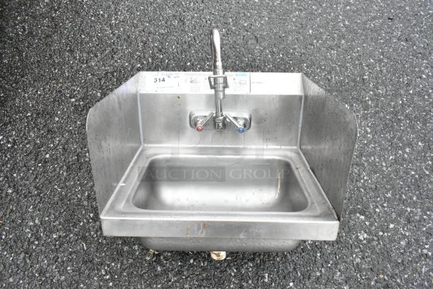 Stainless Steel Single Bay Sink w/ Faucet and Handles. - Image 1 of 5