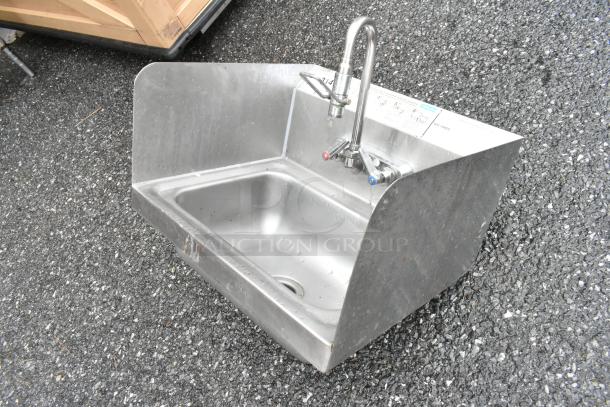 Stainless Steel Single Bay Sink w/ Faucet and Handles. - Image 3 of 5