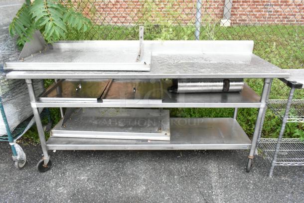 Stainless Steel Table w/ 2 Under Shelves on Commercial Casters. - Image 1 of 8