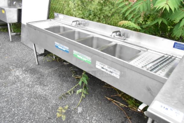LaCrosse Stainless Steel 4 Bay Sink w/ Dual Drain Boards, 2 Faucets and Handles. - Image 3 of 8