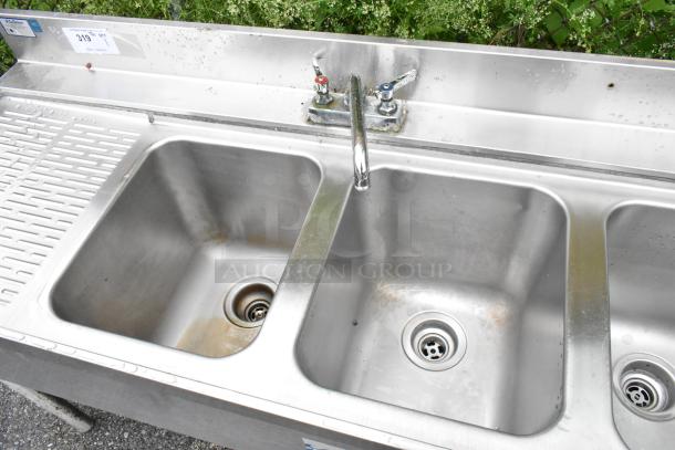 LaCrosse Stainless Steel 4 Bay Sink w/ Dual Drain Boards, 2 Faucets and Handles. - Image 5 of 8