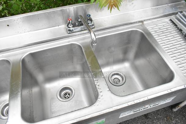 LaCrosse Stainless Steel 4 Bay Sink w/ Dual Drain Boards, 2 Faucets and Handles. - Image 6 of 8