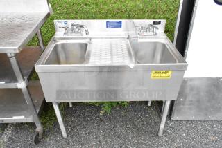LaCrosse Stainless Steel 2 Bay Sink w/ Drain Board, Splash Guard and 2 Faucets. - Item #1193437
