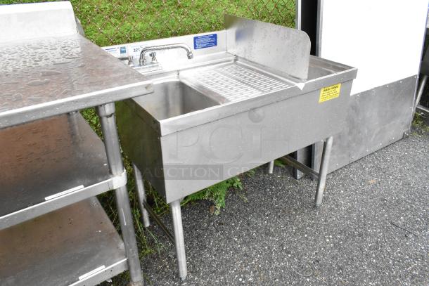 LaCrosse Stainless Steel 2 Bay Sink w/ Drain Board, Splash Guard and 2 Faucets. - Image 2 of 6