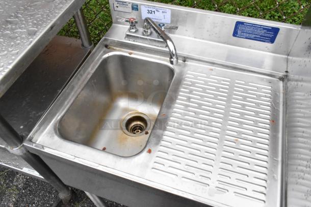 LaCrosse Stainless Steel 2 Bay Sink w/ Drain Board, Splash Guard and 2 Faucets. - Image 4 of 6