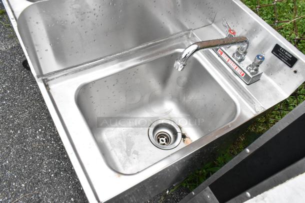 LaCrosse Stainless Steel 2 Bay Sink w/ Drain Board, Splash Guard and 2 Faucets. - Image 5 of 6