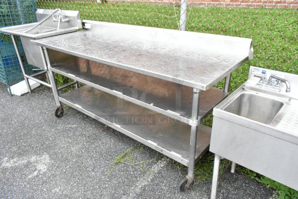 Stainless Steel Table w/ 2 Under Shelves on Commercial Casters. - Image 3 of 6
