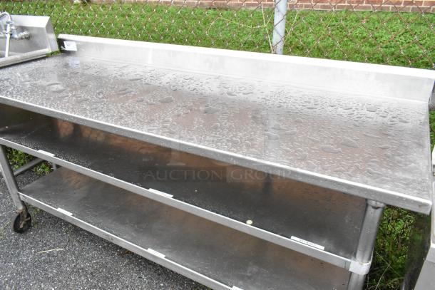Stainless Steel Table w/ 2 Under Shelves on Commercial Casters. - Image 4 of 6