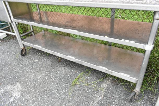 Stainless Steel Table w/ 2 Under Shelves on Commercial Casters. - Image 5 of 6