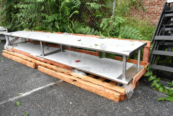 BRAND NEW SCRATCH AND DENT! Regency 600PTSD24144 16-Gauge Type 304 Stainless Steel Pass-Through Shelf with Overshelf - 24" x 144" - Image 2 of 4