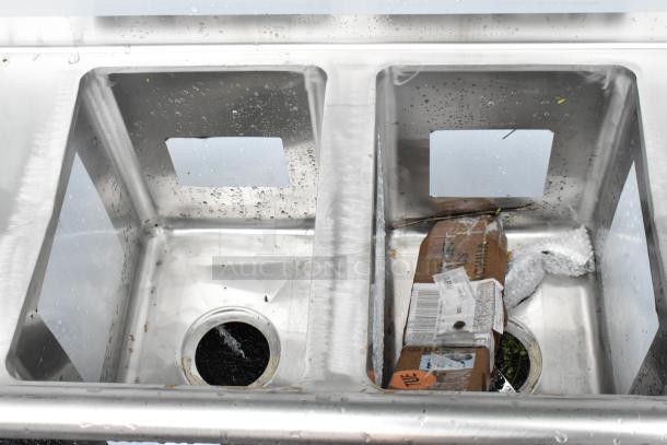 BRAND NEW SCRATCH AND DENT! Regency 600S21014216 16-Gauge Stainless Steel Two Compartment Commercial Sink with Galvanized Steel Legs and Two Drainboards - Image 5 of 9
