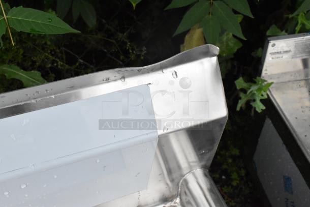 BRAND NEW SCRATCH AND DENT! Regency 600S21014216 16-Gauge Stainless Steel Two Compartment Commercial Sink with Galvanized Steel Legs and Two Drainboards - Image 7 of 9