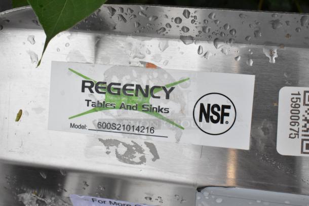 BRAND NEW SCRATCH AND DENT! Regency 600S21014216 16-Gauge Stainless Steel Two Compartment Commercial Sink with Galvanized Steel Legs and Two Drainboards - Image 9 of 9