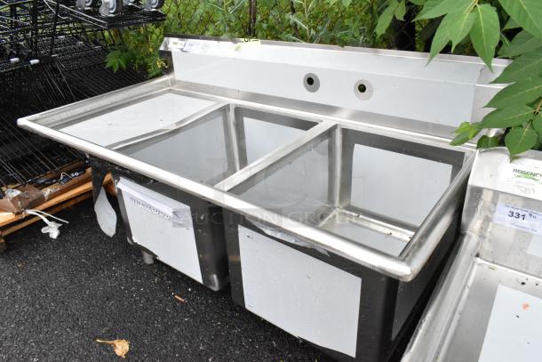 BRAND NEW SCRATCH AND DENT! Regency 600S2182418L Stainless Steel 2 Bay Sink w/ Left Side Drain Board. No Legs. - Image 3 of 6