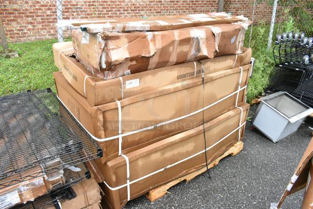 6 BRAND NEW SCRATCH AND DENT! Items Including 600WT30X60BS Regency 30" x 60" 16-Gauge 304 Stainless Steel Commercial Open Base Work Table with 4" Backsplash, Metro 63PK3 Stationary Super Erecta SiteSelect 63" Metroseal 3 Post 46163PK3, 600WCS1560 Regency 60" Stainless Steel Wall Cabinet with Sliding Doors. 6 Times Your Bid! - Image 1 of 7