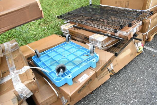 10 BRAND NEW SCRATCH AND DENT! Items Including 600WS1236 Regency 18 Gauge Stainless Steel 12" x 36" Solid Wall Shelf, 522EBTKD3072D Steelton 30" x 72" 16 Gauge Type 430 Stainless Steel Enclosed Base Sliding Door Table, 522ETSG3072 Steelton 30" x 72" 18 Gauge 430 Stainless Steel Work Table with Undershelf, CSWS1448SK480 Cambro Camshelving® 14" Wide Wall Shelf, 384TBL7230BF Lancaster Table & Seating 30" x 72" Granite White Plastic Bi-Folding Table. 10 Times Your Bid! - Image 2 of 10