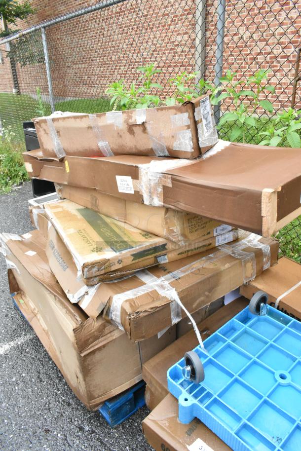 8 BRAND NEW SCRATCH AND DENT! Items Including 2 427SM2828VEN Lancaster Table & Seating Excalibur 28" x 28" Square Table Top with Smooth Versilla Finish, 522SG3048 Steelton 30" x 48" 18-Gauge Stainless Steel Equipment Stand with Undershelf and Galvanized Legs, Vollrath 38064 61 1/4" Buffet Sneeze Guard for Vollrath 4 Well / Pan Hot or Cold Food Tables, 164GS605BBKS Lancaster Table & Seating Black Vinyl Bar Stool Seat, 164CMCAFEYEL CHAIR DINING MTL CAFE CITRINE YELLOW. 8 Times Your Bid! - Image 3 of 8