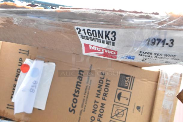 8 BRAND NEW SCRATCH AND DENT! Items Including 522ETSG24602 Steelton 24" x 60" 18 Gauge 430 Stainless Steel Work Table with Undershelf and 2" Rear Upturn, 600CDT36R Regency 16 Gauge 3' Clean Dish Table - Right Drainboard, 2 73AVF30WLFO Boltic 30" Wall-Mounted 2-Speed Oscillating Fan - 6,750-8,100 CFM, 120V, 407BUNFULL Choice Full Size 19 Gauge 18" x 26" Wire in Rim Aluminum Bun Pans / Sheet Pans, Metro 2160NK3 Super Erecta Metroseal 3 Wire Shelf - 21" x 60" 4612160NK3. 8 Times Your Bid! - Image 9 of 9