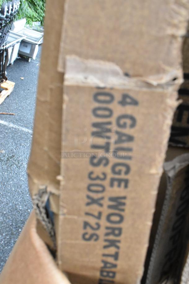 5 BRAND NEW SCRATCH AND DENT! Items Including 600WTS30X72S Regency Spec Line 30" x 72" 14-Gauge 304 Stainless Steel Commercial Open Base Work Table, 2 600PR20316K Regency 20 Pan End Load Stainless Steel Bun / Sheet Pan Rack - Unassembled, 522ETSG3072 Steelton 30" x 72" 18 Gauge 430 Stainless Steel Work Table with Undershelf. 5 Times Your Bid! - Image 3 of 5