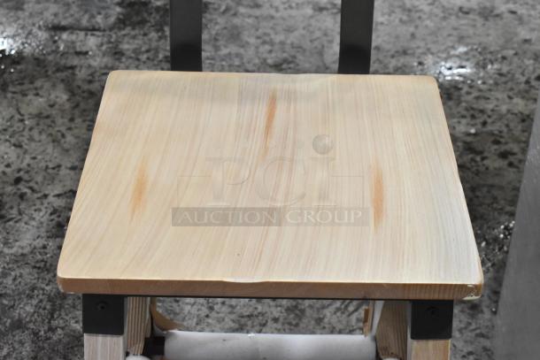 BRAND NEW SCRATCH AND DENT! Wood Pattern Bar Height Chair. - Image 2 of 3