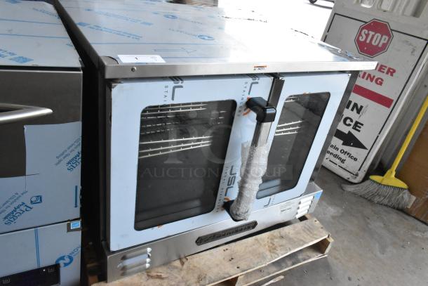 Brand new Southbend PCG50S/SD stainless steel convection oven with view-through doors, 5 shelves, 50,000 BTU.