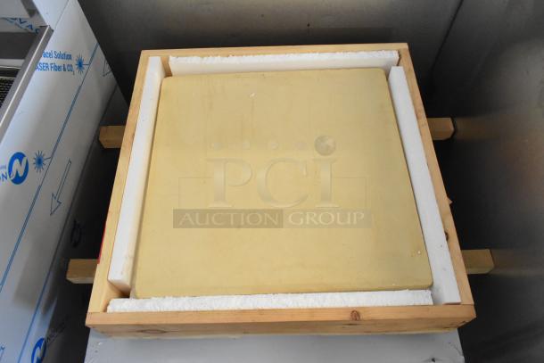 Brand new Blodgett 1415 stainless steel electric countertop oven, 208 volts, 3 phase, minor scratches, in packaging.