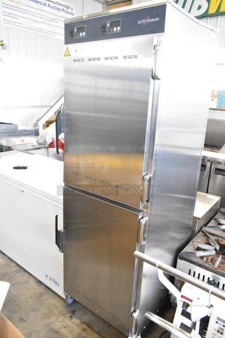 BRAND NEW Alto Shaam 1200-UP stainless commercial 16 pan holding cabinet, scratch and dent, Dutch door, 120V, 1 phase.